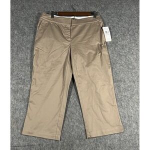 reCreation Women's Capri Pants Size 6 Khaki Flexi Fit Flat Front Cropped Casual‎